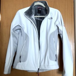 White North Face lined soft shell jacket.